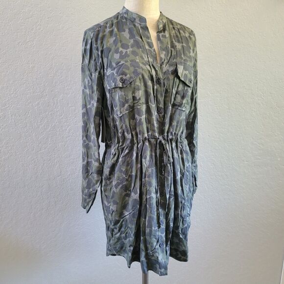 {Anthropologie} Cloth & Stone Nina Camo Midi Shirtdress Size Small - Picture 1 of 8